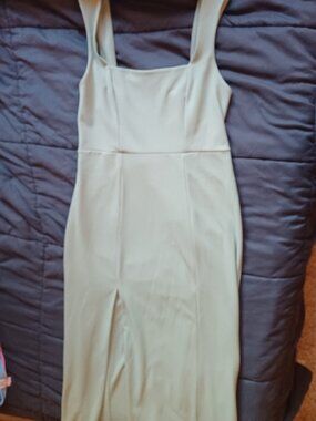 Split hem sage green dress